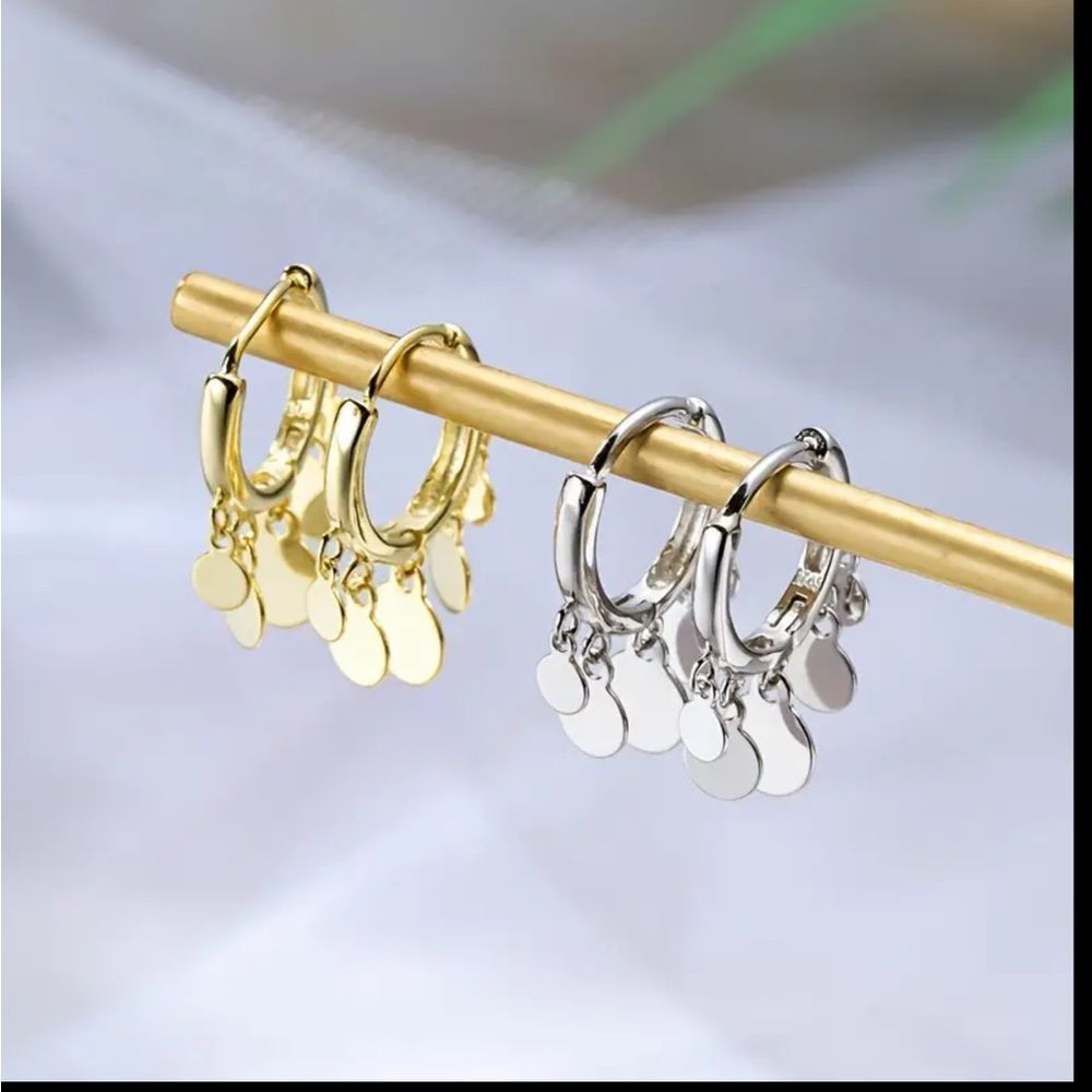 ⭐️Set of Silver and Gold Petite Tassel Hoop Huggies